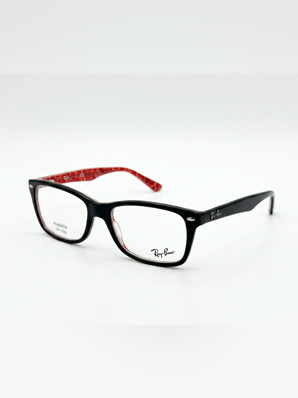 Ray-Ban Eyeglasses with Clip-On Capability - Black Frames with Red Pattern